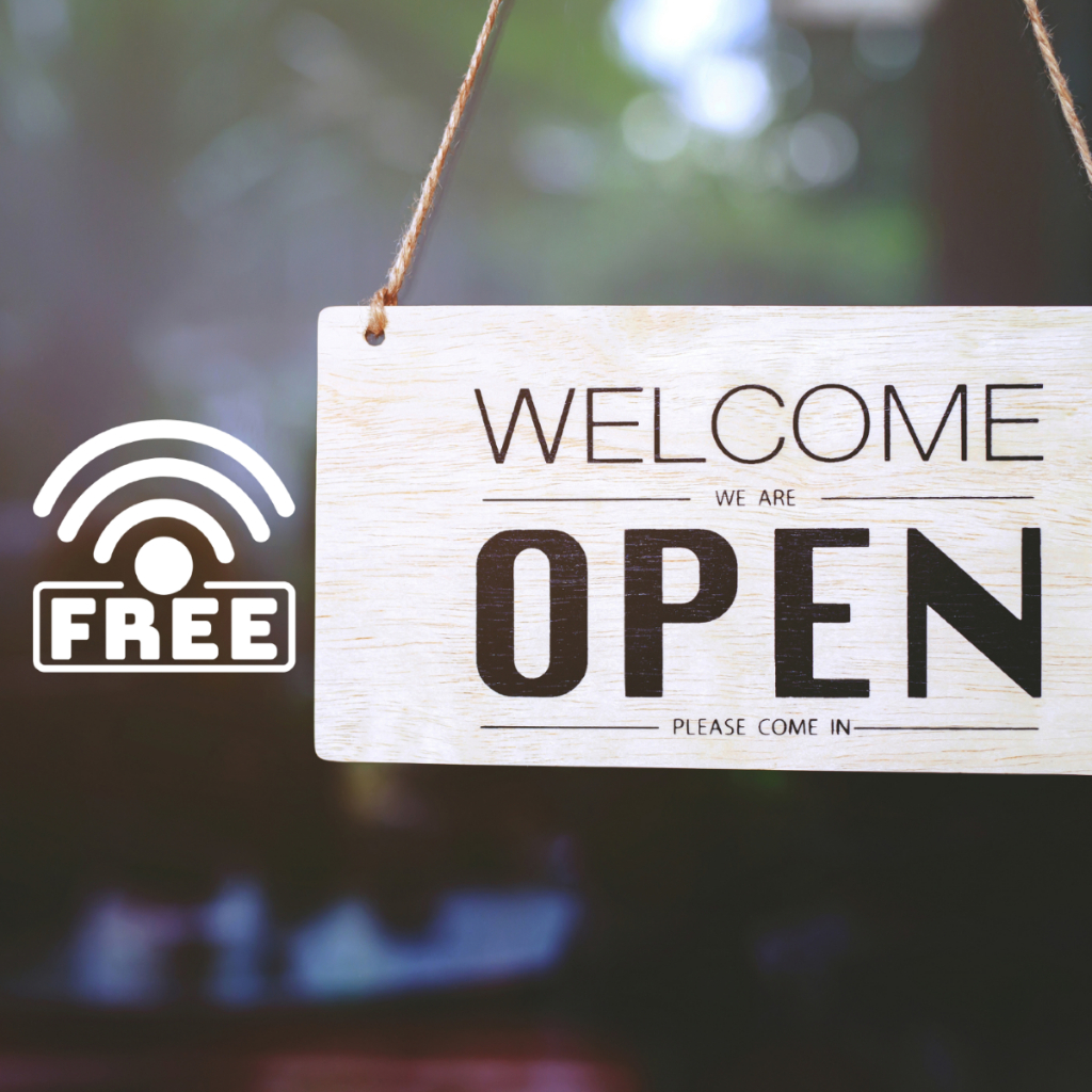 สติ๊กเกอร์ไดคัท PVC สติ๊กเกอร์ สัญลักษณ์ FREE WIFI สัญญาณไวไฟ ติดผนัง ติดประตู ติดป้าย ติดกระจก