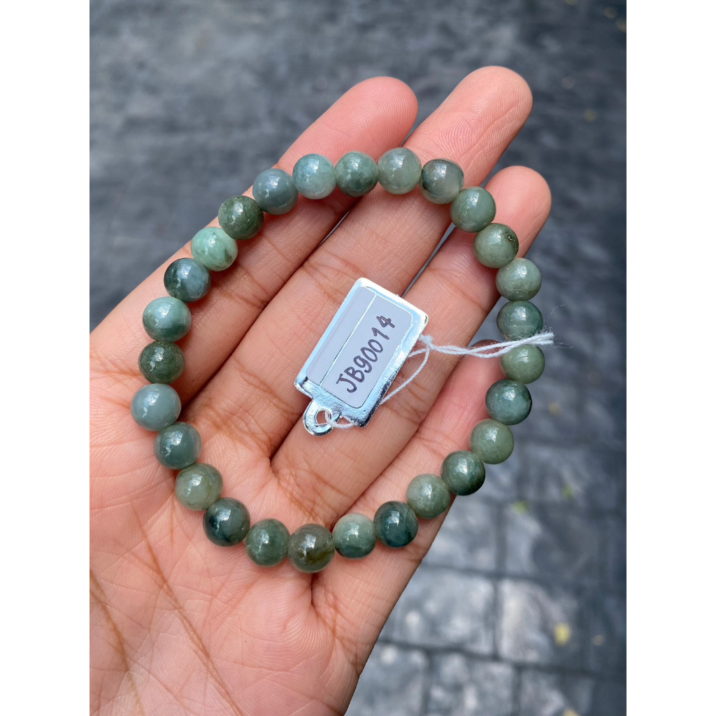 JB90014 หยก พม่า แท้ Jade กำไล ประคำหยก (Jadeite Beads Bracelet) พม่า (Myanmar)