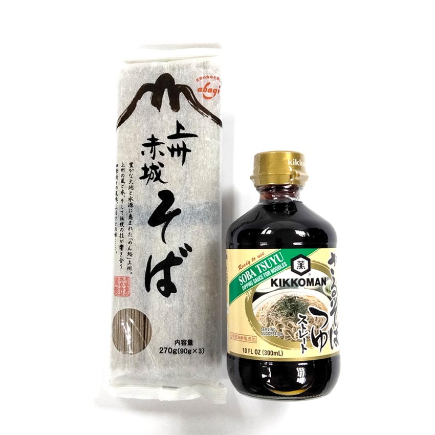 ชุดโซบะเย็นพร้อมซอสซึยุ เส้น AKAGI SOBA 270G และ KIKKOMAN SOBA TSUYU 300ML ทำง่าย อร่อยกลมกล่อม สไตล