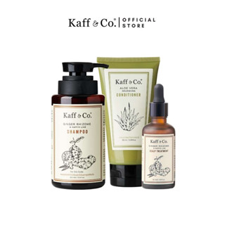 Kaff &amp; Co. แชมพูสารสกัดเหง้าขิง &amp; ทรีทเม้นท์สารสกัดเหง้าขิง &amp; ครีมนวดผมว่านหาง ชุดลดความมัน กลิ่นอับ