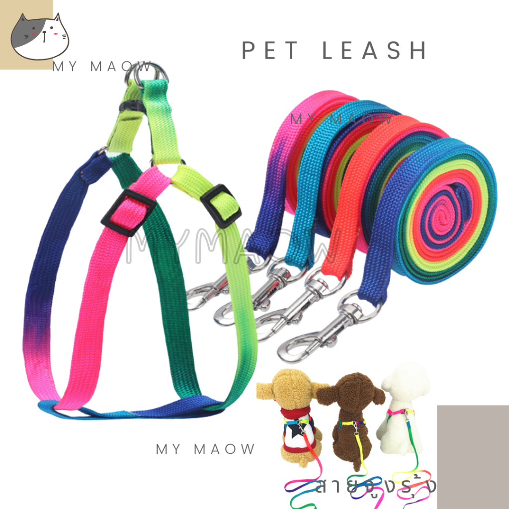 MM CAT // สายจูงสัตว์เลี้ยง สายจูงรุ้งหนา