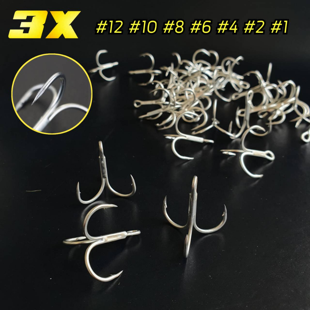 เบ็ดสามทาง 3x มีให้เลือกหลายขนาด เบอร์12 ถึง เบอร์1  เบาแข็งคม ตัวเบ็ด 3 ทาง ตัวเบ็ด3ทาง 3x เบ็ดสามท
