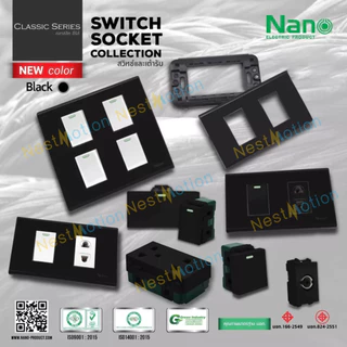 NANO สวิตซ์ เต้ารับ รุ่นใหม่แบบเสียบ / ขันน็อต หน้ากาก ฝาครอบ สีขาว ปลั๊ก แลน lan เต้ารับทีวี ปลั๊กกราวน์ ปลั๊กกราว สวิท