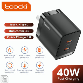 Toocki PD 40W GaN USB C ที่ชาร์จเร็ว อะแดปเตอร์ชาร์จเร็ว Type C สำหรับ Xiaomi อะแดปเตอร์ชาร์จเร็วพอร์ตคู่