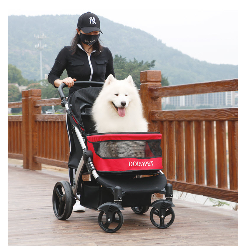 🌈พร้อมส่ง🌈 Happy PETs รถเข็นสุนัข DODOPET รุ่นพรีเมียม คันใหญ่ พับได้ รับน้ำหนักได้ถึง 30 kg รถเข็นหมา ล้อลื่นคันใหญ่