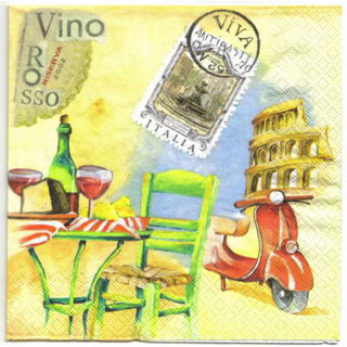 Pladao Napkin ภาพสีน้ำ เมือง โรม อิตาลี่ Rome Italy Vespa กระดาษ แนพกิ้น สำหรับงานศิลปะ เดคูพาจ decoupage ขนาด L 33x33