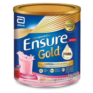 ENSURE GOLD HMB 400g. เอนชัวร์ โกลด์ กลิ่นสตรอเบอร์รี่ 400กรัม อาหาร เครื่องดื่มเพื่อสุขภาพ นมผง