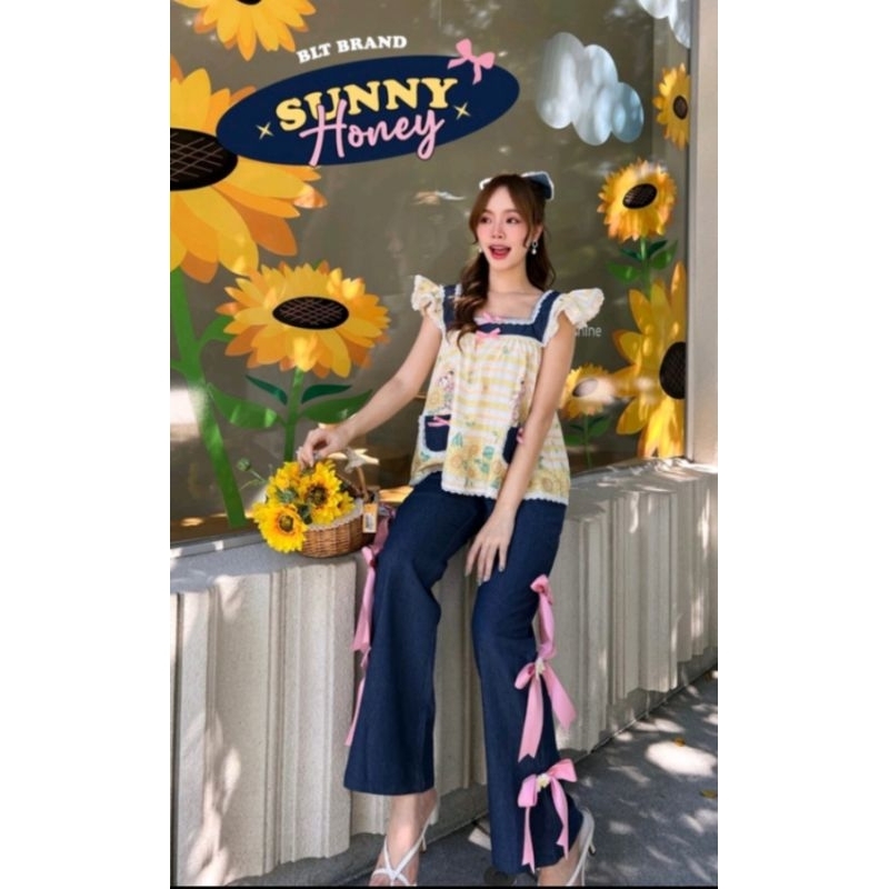 ชุดเซ็ทกางเกงขายาว งาน Blt brand รุ่น Sunny Honey  size S มือ1ป้ายห้อย
