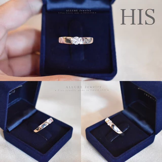 แหวนคู่เงินแท้ 925 ชุบเคลือบทองคำขาว ประดับเพชร CZ Swiss Diamond [ Allure GLAM - Allure Jewelry ]
