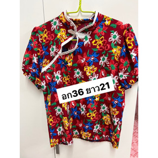 Recommend 🌼🌼floral crop ทรงกี่เพ้าผ้่ดี ลายสวย สดใส สภาพใหม่มาก
