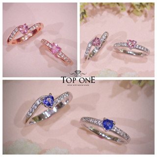 Top1jewelry แหวนพลอยหัวใจ ไพลินซีลอน Pink Tourmaline เงินแท้