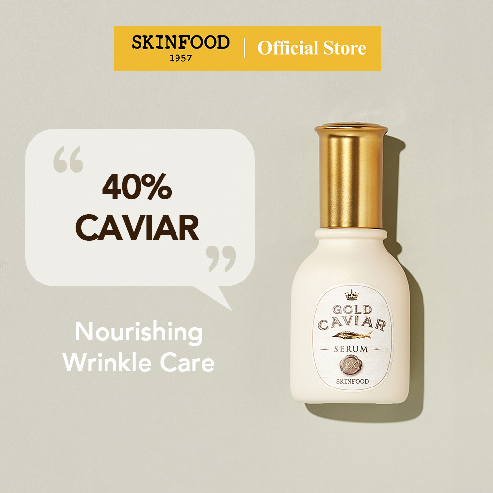 [SKINFOOD Official] เซรั่มโกลด์คาเวียร์ 50ml ทองคำช่วยบำรุงผิวที่แห้ง หย่อนคล้อย และ ลดเรือนริ้วรอยก่อนวัย เพิ่มความยืดหยุ่นให้ผิว Gold Caviar EX Serum