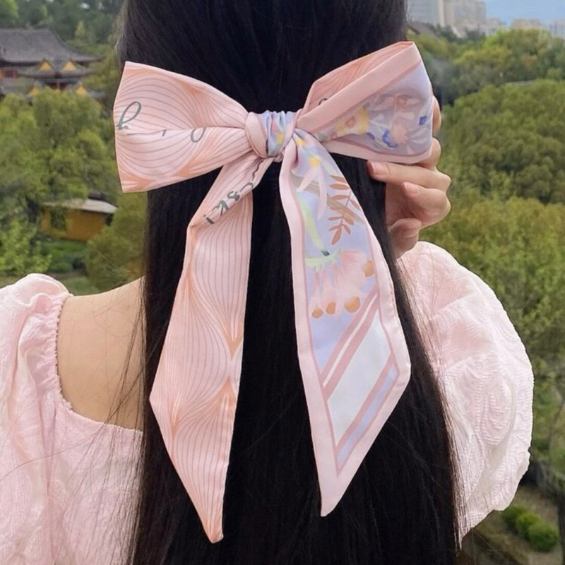 ส่งด่วน ผ้าผูกผมสีชมพูพาสเทล ผ้าคาดผม โบว์ผูกผม ทะเล FH51