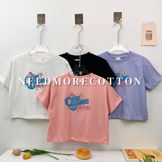 ⚡️พร้อมส่ง⚡️ เสื้อครอป ผ้าคอตตอนสกรีนลายน่ารักๆ อก 36" ยาว 17" Crop T-Shirt