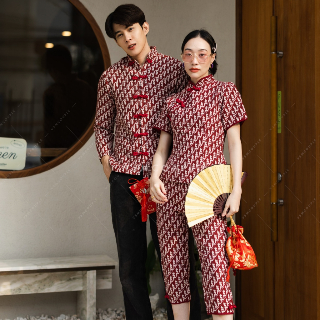 ชุดคู่ตรุษจีน ชุดใส่รับอั่งเปา ชุดคู่ ชุดคู่กี่เพ้า ชุดไปงาน ชุดออกงาน วันตรุษจีน กี่เพ้า เสื้อคอจีน