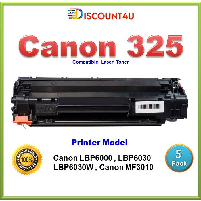 **Pack 5** Discount4Uตลับหมึกเลเซอร์ Toner Canon325 Black ใช้กับ  MF3010/LBP6000/LBP6030/LBP6030W