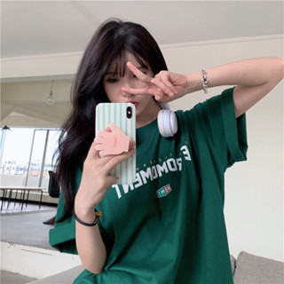 starlightmoonlight เสื้อยืดสีพื้น เสื้อoversizeสกรีนลาย RATEOMOMENTS