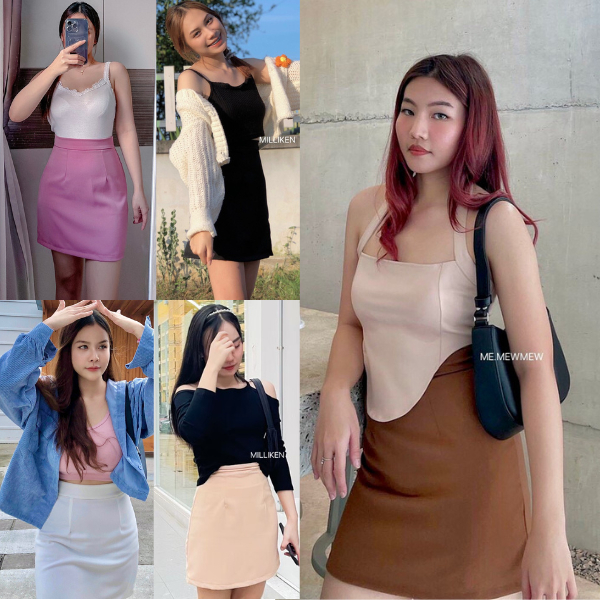กระโปรงทรงเอ ไม่ผ่าหน้า [XS - 5XL] กระโปรงสาวอวบ เอวสูง ทรงเอ ใส่ทำงาน ใส่เที่ยว สวย เซ็กซี่