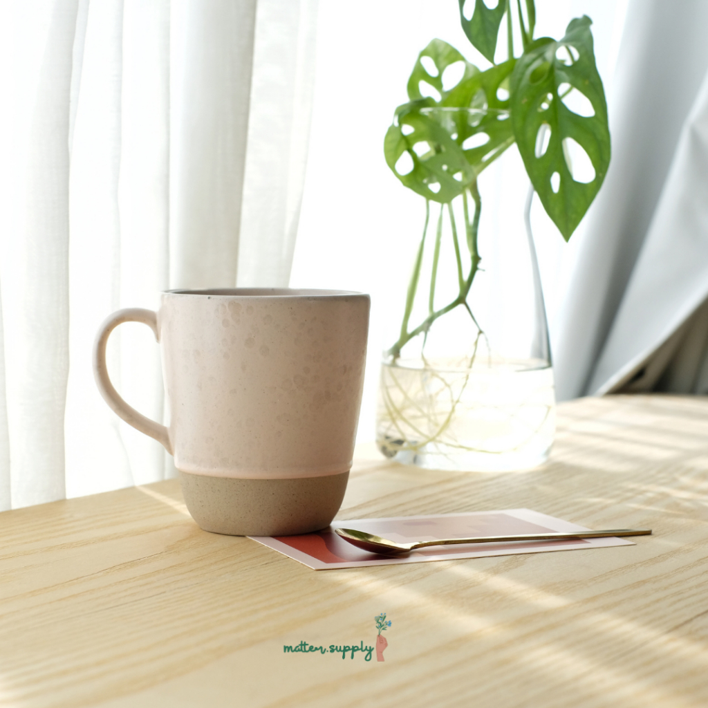 Pink coral mug เซรามิค เเก้ว มัค มีหู เครื่องดื่ม ร้อน เย็น ชา กาเเฟ นม สีชมพูอ่อน เข้า ไมโครเวฟ เครื่องล้างจาน ได้