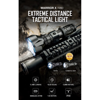 Olight Warrior X Turbo Tactical ไฟฉายยุทธวิธีแบบส่องไกล