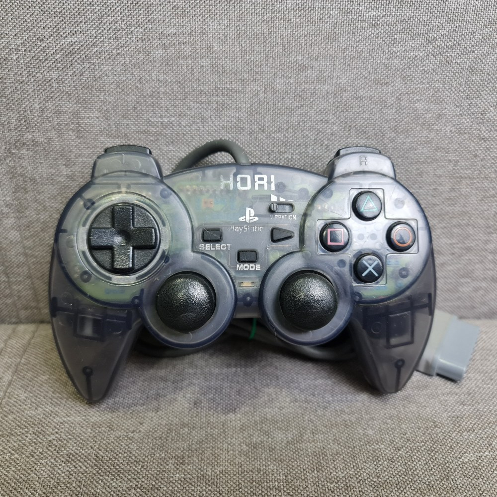 [SELL] PS1 Controller HORI Analog Sindou Pad Transparent Black (USED) จอย PS1 มือสอง !!