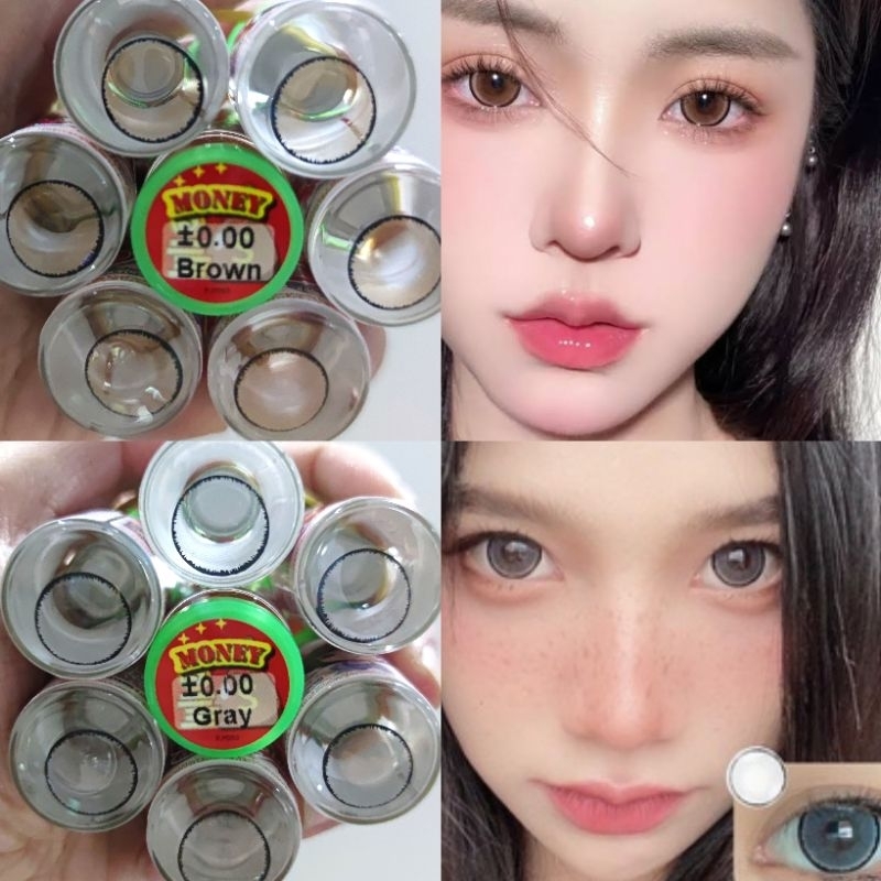 คอนแทคเลนส์ มี อย.ไทย รุ่น Money/Emma/Nana สีเทา/ตาล Gray/Brown มีค่าสายตา (0.00)-(-10.00) รายเดือน