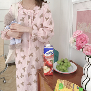 (พร้อมส่ง🧸🫶🏻) 𝑻𝒆𝒅𝒅𝒚 𝒃𝒆𝒂𝒓 𝒄𝒓𝒆𝒂𝒎𝒚 ชุดนอนกระโปรงสไตล์โคเรีย ผ้าฝ้ายนิ่ม ชุดนอนหมี ตรงปก 100%  ลายฮิตสุด🧸〰️🍮