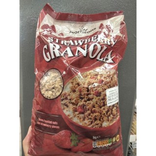 Morrisons Strawberry Granola ผลิตภัณฑ์ อาหารเช้า จากข้าวโอ๊ต 1กิโลกรัม