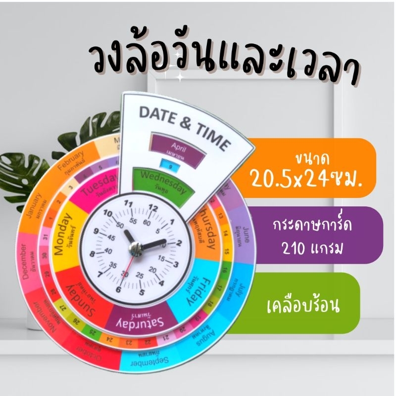 สื่อการสอน วงล้อ วันและเวลา  ภาษาไทย​ ภาษาอังกฤษ