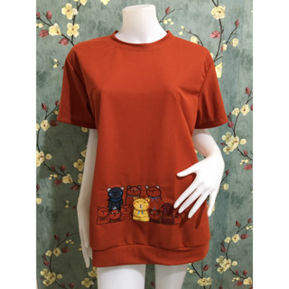 เสื้อยืดผู้หญิง สาวไซร์ใหญ่ รอบอกฟรีไซร์48-50นิ้ว  เสื้อผ้าแฟชั่น รุ่น9225-ครอบครัวหมี
