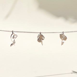 Lilith - Flowers charm necklace สร้อยคอ สแตนเลส จี้ดอกไม้ daisy Rose snowdrop valentine