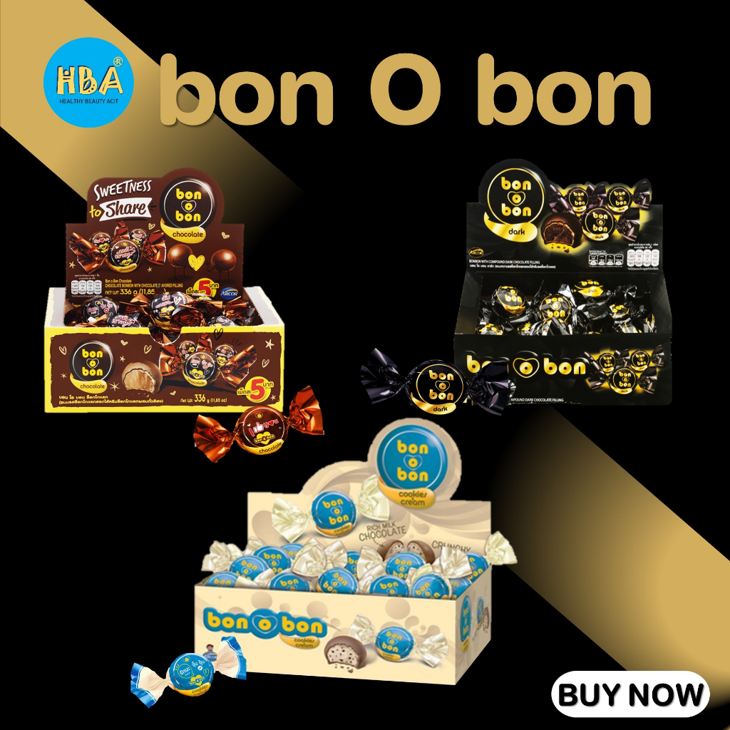 Bon O Bon บอนโอบอน ขนมช็อคโกแลตสอดไส้ ขนาด 14 กรัม แพ็ค 24 ชิ้น