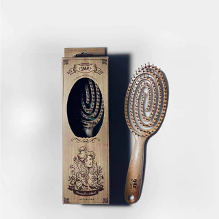 YAO Moving Round Brush Wooden Texture หวีไนลอนสางผมพันกัน ขนาดกลาง สำหรับผมยาวปานกลางพันกันปกติ