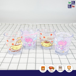 แก้วน้ำ PS ทรงสั้น แพ็คคู่ ลายลิขสิทธิ์ Sanrio พลาสติกแข็ง ส่งของทุกวัน