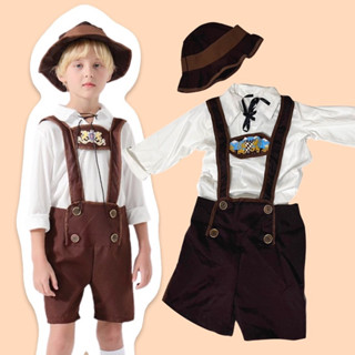 #ชุดเด็กเยอรมัน #ชุดนานาชาติ German Oktoberfest (3ชิ้น เสื้อ เอี๊ยม หมวก) #ชุดแฟนซี