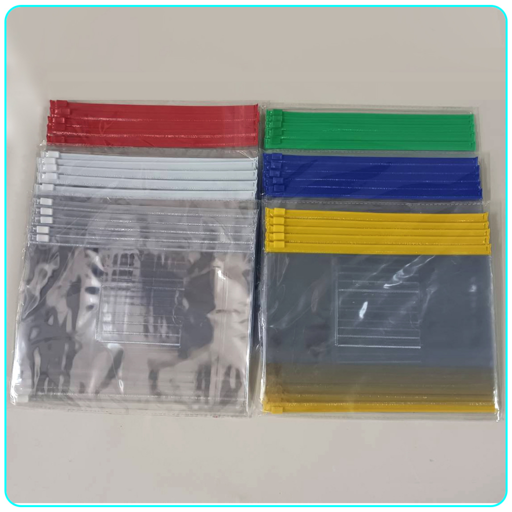 ซองซิปรูด A5หนา 0.18มิล มีช่องสอดบัตร ขนาด 24*17.5 ซม.มี5ชิ้น สำหรับใส่เอกสาร เครื่องเขียน ทัวร์ใช้