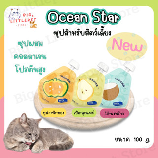 (พร้อมส่ง🎈) ซุปแมวผสมคอลลาเจน Ocean Star สูตรใหม่! ซุปแมว โปรตีนสูง ขนาด 100g.