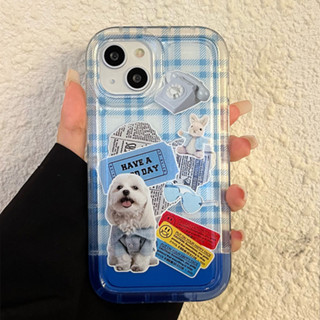 ❤️จัดส่งทันที❤️เคสไอโฟน11/12/13/14 Pro max Cute Puppy&amp;Bunny Blue air bag Case For iPhone 11,12,13,12PM,13PM,14PM