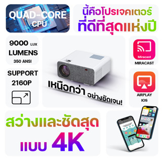 ร้านแนะนำคุ้มกว่า 4K PROJECTOR ใหม่ OWLENZ SD500 S Android SD500 Wifiปี2022 ลำโพง 9000lumens โปรเจคเตอร์ ดีกว่า RD828 img 2