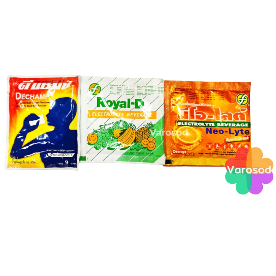 เกลือแร่ DECHAMP (ดีแชมป์), Royal D (รอแยล-ดี), Neo Lyte (นีโอ ไลท์), Newtower (นิวทาวเวอร์) ชนิดผง 1 ซอง