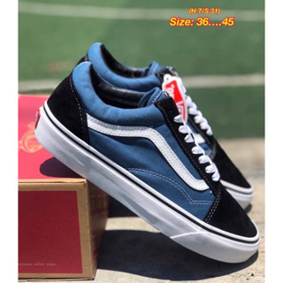 รองเท้าแวนส์Vans Old Skool “Navy” พร้อมกล่อง รองเท้าลำลองชาย/หญิง สินค้าถายจางงานจริง100%