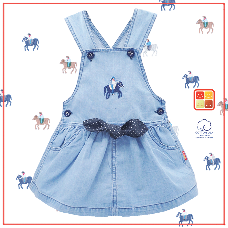 ชุดเดรสเด็กผู้หญิง ชุดกระโปรงยีนส์เด็กผู้หญิง ผ้าฝ้าย100% อายุ 0-5 ปี ของแท้จาก KidsplanetOfficial (