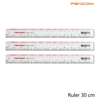 PENCOM ไม้บรรทัด พลาสติก สีใส แบบหนา เพ็นคอมพ์ ขนาด 30ซม.(12นิ้ว)