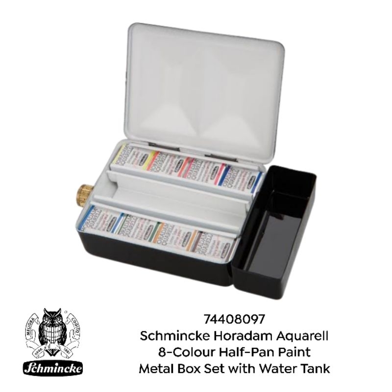 74408 Schmincke Horadam Aquarell 8Colour HalfPan Paint Metal Box Set