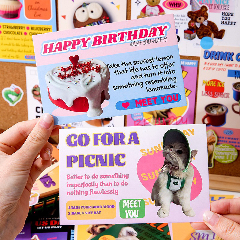 💥จัดส่งไว💥(381)เซ็ทโปสการ์ดสไตล์ป๊อปเรโทรน่ารักมาก