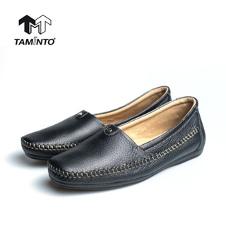 ส่งฟรี!! Taminto รองเท้าผู้หญิง หนังแท้ ส้นแบน ทรงโลฟเฟอร์ พื้นนิ่ม เบา ใส่สบาย W1810 Womens Leather Moccasin Loafers