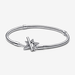 [พร้อมส่ง สินค้าแท้ 💯] Pandora Moments Asymmetric Star T-bar Snake Chain Bracelet