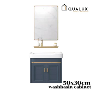 Forward อ่างล้างหน้าเซรามิค ตู้อ่างล้างหน้า ตู้อลูมิเนียม ขนาด50x30 สีกรม washbasin cabinet รุ่น Bas-C3set