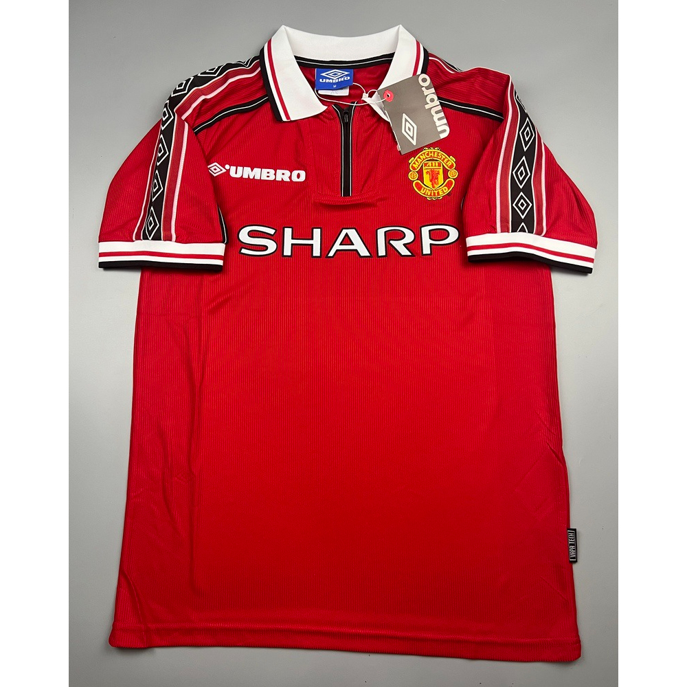 เสื้อบอล ย้อนยุค แมนยู 1998 เหย้า คอซิป Retro Manchester United Home  เรโทร คลาสสิค 1998-99
