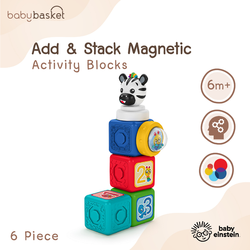 ของเล่นเด็ก เสริมสร้างพัฒนาการ Baby Einstein Connectables Add & Stack บล็อคตัวต่อ แม่เหล็ก 6 ชิ้น